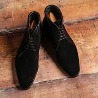 Top Fashion Men's Handmade Pure Black Classy Look Lace Up Boot - Thumbnail 1