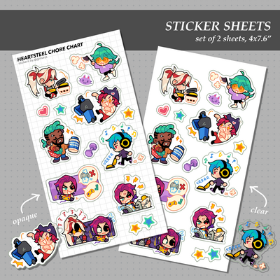 Heartsteel sticker sheets