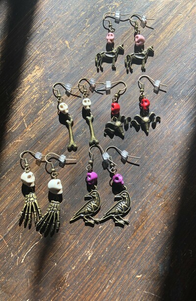 Halloween Skulls and Bones Earrings 