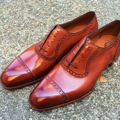 Latest Men's Handmade Brown Oxfords Cap Toe Lace Up Christmas Shoes