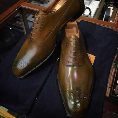 Handmade brown brogue dress formal handmade formal shoes for men's