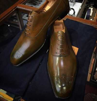 Handmade Brown Brogue Dress Formal Handmade Formal Shoes For Men's