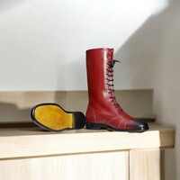 Handmade Cap toe Long boots,Leather Burgundy Boots For Men. - Thumbnail 2