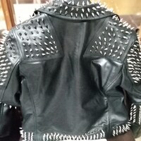 Beautiful Real Shoot Picture Rich Studded Biker Style Handmade Stitch Jacket For Men's - Thumbnail 1