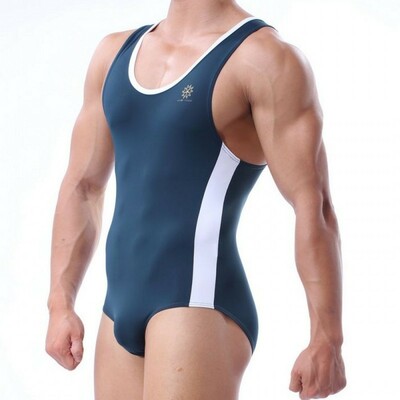 Men's sexy underwear lingerie tight stretch sports jumpsuit fintess bodysuit green br2225