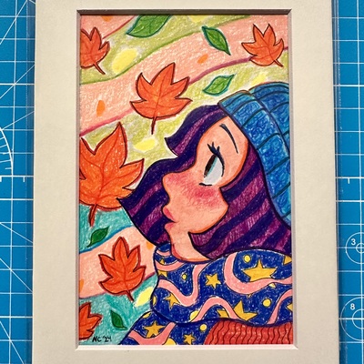 5x7 autumn leaves original art (2024)