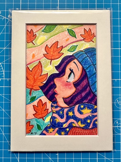 5x7 Autumn leaves Original Art (2024)