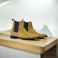  Ankle High Brown Chelsea Alligator Print Leather Boot For Men' - Thumbnail 1