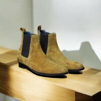  Ankle High Brown Chelsea Alligator Print Leather Boot For Men' - Thumbnail 2