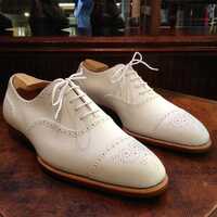 Handmade White Oxfords Dress Formal Shoes For Men's  - Thumbnail 1