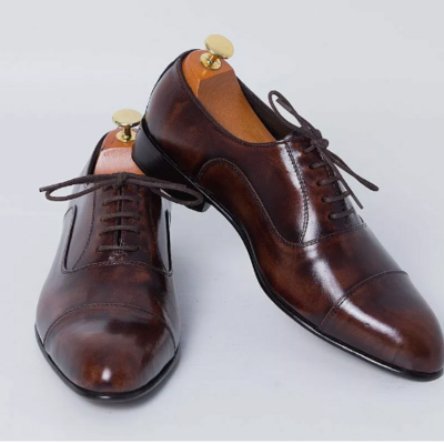 New handmade men shaded brown lace up leather oxford shoes, formal dress shoes