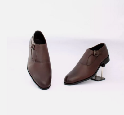 Handmade Men's Brown Formal Monk Strap Dress Shoes, Real Leather Shoes