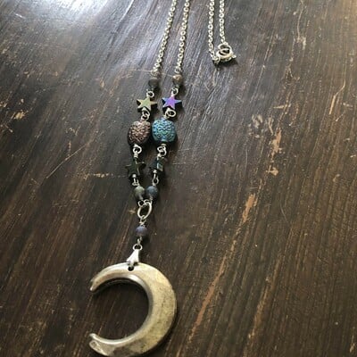 Rainbow moon necklace