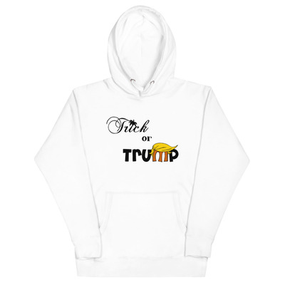 Trick or trump unisex hoodie funny humor politics november 2024 us presidential election donald trump kamala harris