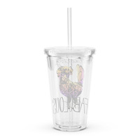 Clucking Fabulous Homesteading Farm Chicken Humor Clear plastic tumbler - Thumbnail 1