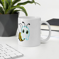 Boo Bee Halloween Fun Funny Bee Humor White glossy mug - Thumbnail 2