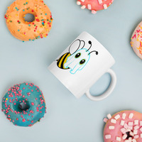Boo Bee Halloween Fun Funny Bee Humor White glossy mug - Thumbnail 3
