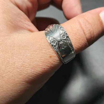 Vintage crown silverplate radiance 1939 spoon ring – handmade silverware jewelry