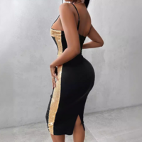 Fashion Women'S Bead Splicing Sling Tight Fitting Sleeveless Dress - Thumbnail 2