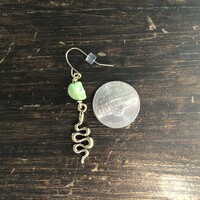 Green Skull Serpent Earrings - Thumbnail 2