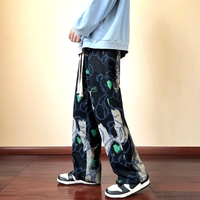 Punk Rock Abstract Bear Print Wide Leg Pants Rave Unique - Thumbnail 8