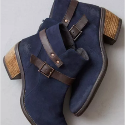 Handmade men navy blue cuban heel strap boots, leather dress jodhpur boots for mens