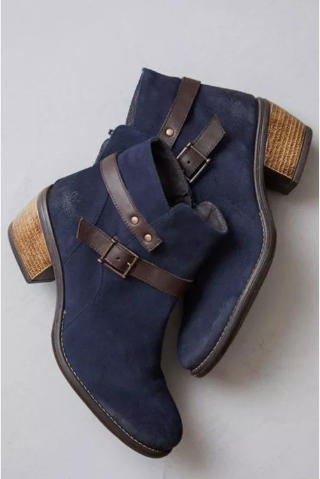 Handmade men navy blue cuban heel strap boots, leather dress jodhpur boots for mens