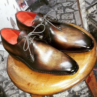 Top Trendy Men's Hand Stitch Two Tone Chukka Shoes,Genuine Leather Lace Up Shoes