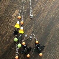 Witchy Bat Necklace Earring Set - Thumbnail 1