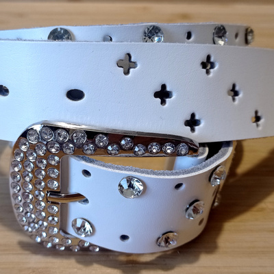 Vintage punk goth crystal gem cross leather belt unique streetwear rave amazing - Thumbnail 2
