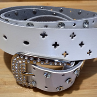 Vintage Punk Goth Crystal Gem Cross Leather Belt Unique Streetwear Rave Amazing - Thumbnail 2