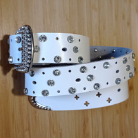 Vintage Punk Goth Crystal Gem Cross Leather Belt Unique Streetwear Rave Amazing - Thumbnail 1