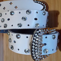 Vintage Punk Goth Crystal Gem Cross Leather Belt Unique Streetwear Rave Amazing - Thumbnail 3