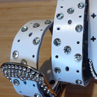 Vintage Punk Goth Crystal Gem Cross Leather Belt Unique Streetwear Rave Amazing - Thumbnail 4