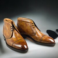 Handmade Classic Polishing Brown Finishing Formal Chukka Boot - Thumbnail 1