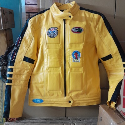 Handmade yellow leather formal biker jacket men's xs - 6xl 
