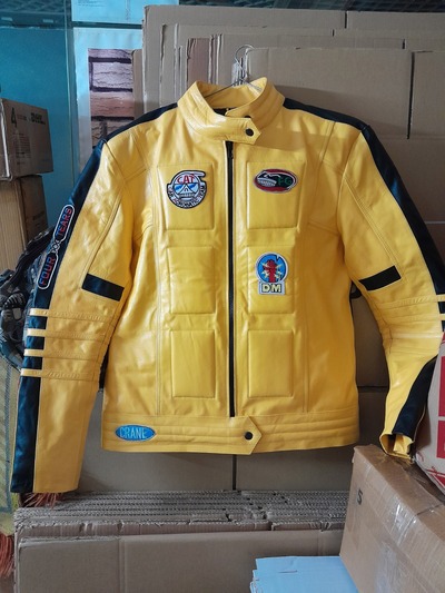 Handmade Yellow Leather Formal Biker Jacket Men's XS - 6XL 