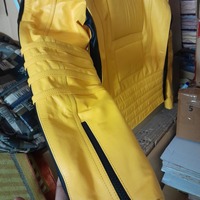 Handmade Yellow Leather Formal Biker Jacket Men's XS - 6XL  - Thumbnail 1