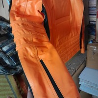 Handmade Orange Leather Formal Biker Jacket Men's XS - 6XL  - Thumbnail 1