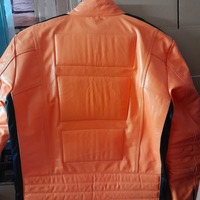 Handmade Orange Leather Formal Biker Jacket Men's XS - 6XL  - Thumbnail 8