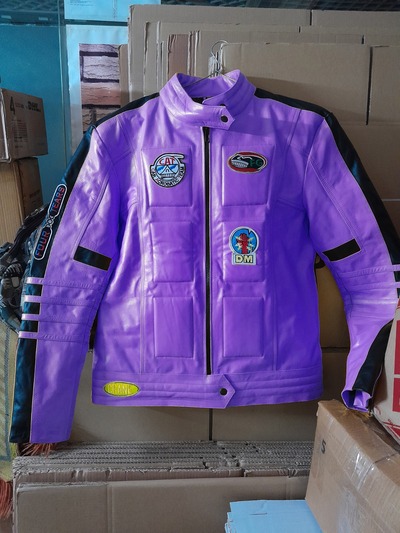Handmade Purple Leather Formal Biker Jacket Men's XS - 6XL 