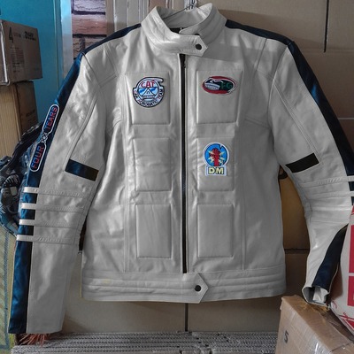 Handmade gray leather formal biker jacket men's xs - 6xl 