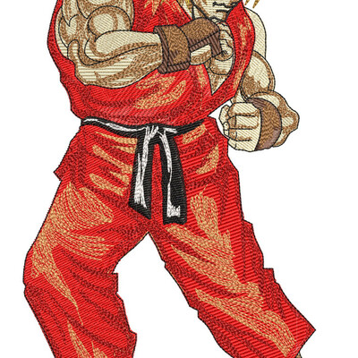 Embroidery pattern street fighter ken stance