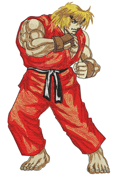 Embroidery Pattern Street Fighter Ken Stance