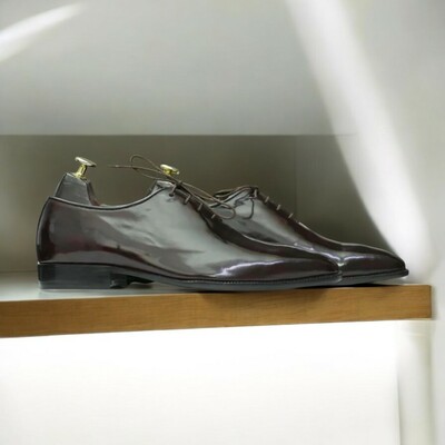 Men's Burgundy Leather Cap Toe Shoes, Lace Up Shoes