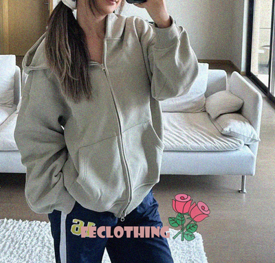 Solid color sweater cardigan women autumn loose feeling loose long sleeve hooded top