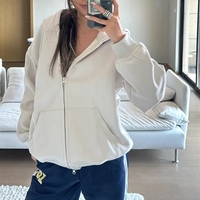 Solid color sweater cardigan women autumn loose feeling loose long sleeve hooded top - Thumbnail 3