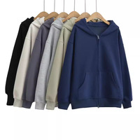 Solid color sweater cardigan women autumn loose feeling loose long sleeve hooded top - Thumbnail 5