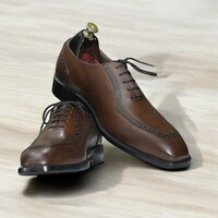 Men's Burgundy Leather Cap Toe Shoes, Lace Up Shoes - Thumbnail 7
