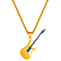 Vintage Punk Guitar Music Stainless Steel Necklace Hippie Rave Men Women Amazing - Thumbnail 1